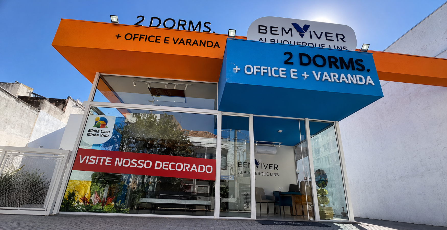 Stand de vendas com comunicação visual realizada pela Lumitex